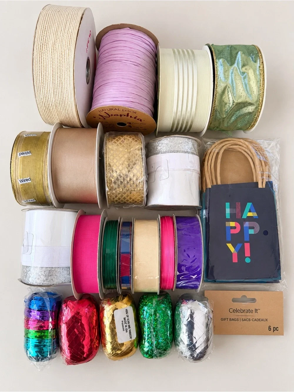 20 Roll Ribbon Bundle + Charleston Wrap Mini Gift Boxes & Bags NWT